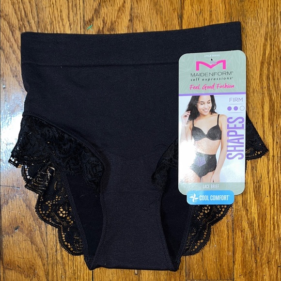 NWT Maidenform Firm Shapers Black Lace Panties Size Small - Picture 3 of 8